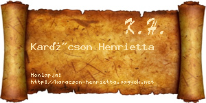 Karácson Henrietta névjegykártya